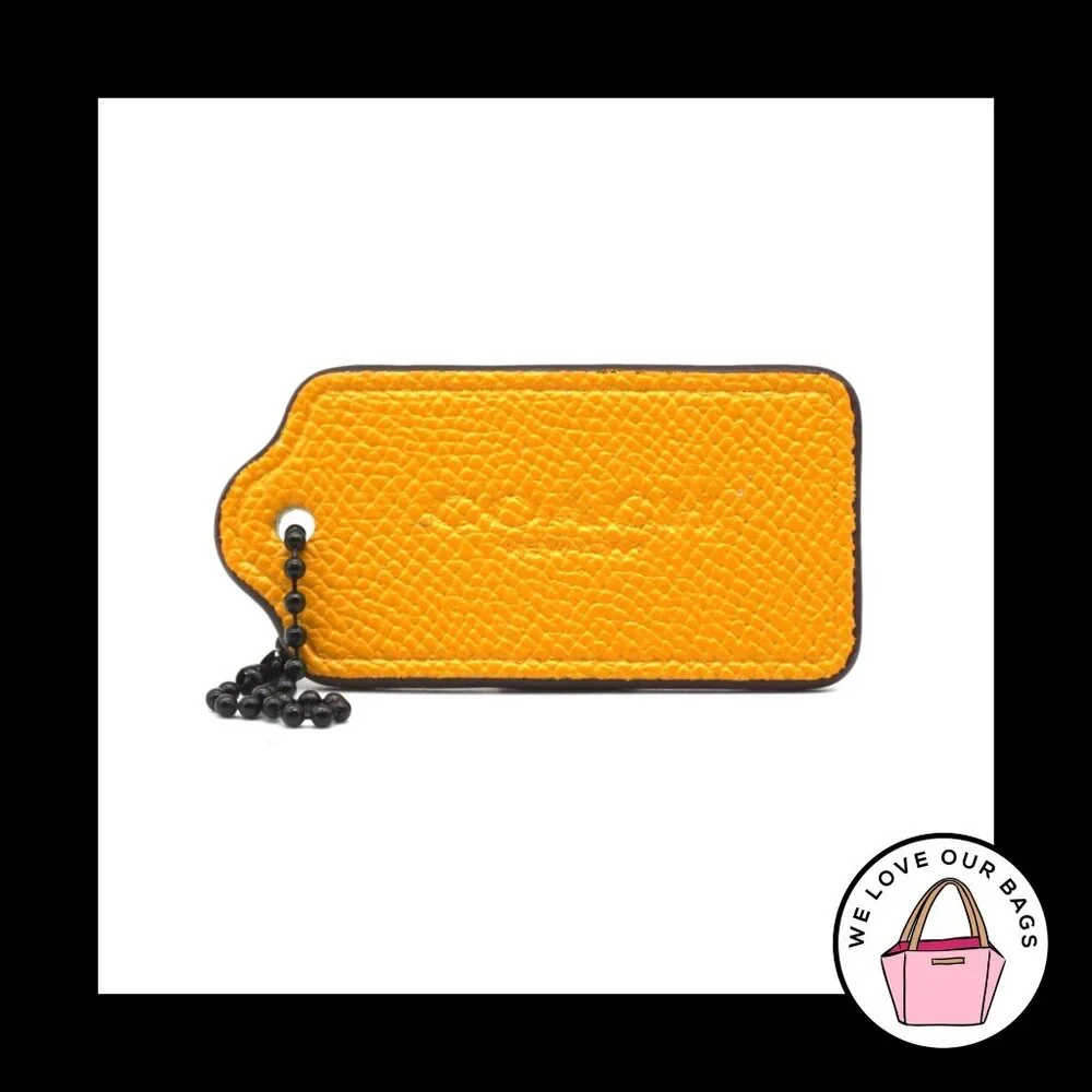 2.5" COACH NEW YORK Yellow Crossgrain Leather Fob Bag Charm Keychain Hang Tag